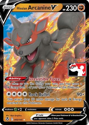 Image of Hisuian Arcanine V 090/195  - Holofoil Prize Pack Series Cards - Ultra Rare