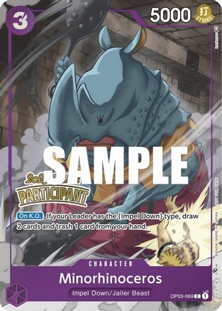 Image of Minorhinoceros (Online Regional 2023) [Participant] (OP03-069) - One Piece Promotion Cards Foil