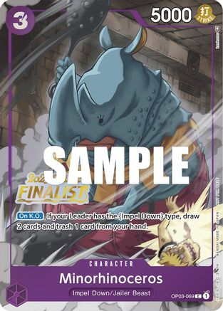 Image of Minorhinoceros (Online Regional 2023) [Finalist] (OP03-069) - One Piece Promotion Cards Foil