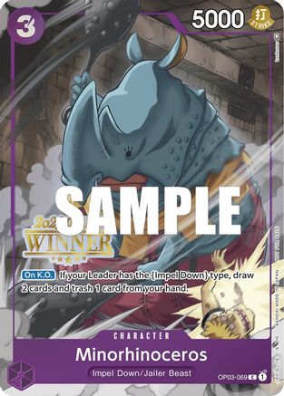 Image of Minorhinoceros (Online Regional 2023) [Winner] (OP03-069) - One Piece Promotion Cards Foil