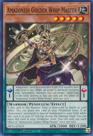 Image of Amazoness Golden Whip Master (MP23-EN219) - 25th Anniversary Tin: Dueling Heroes Mega Pack 1st Edition