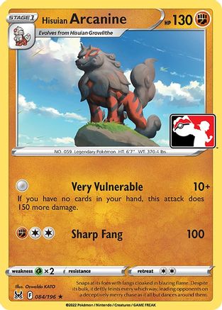 Image of Hisuian Arcanine 084/196  Prize Pack Series Cards - Rare