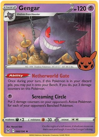 Image of Gengar (2022 Copyright Date) 066/196  - Holofoil Trick or Trade BOOster Bundle 2023 - Holo Rare