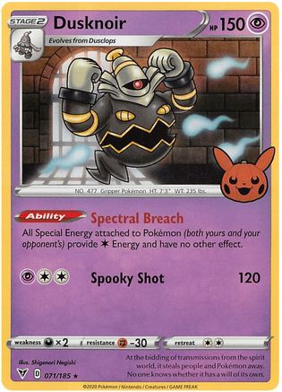 Image of Dusknoir 071/185  - Holofoil Trick or Trade BOOster Bundle 2023 - Holo Rare