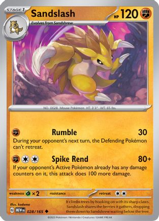 Image of Sandslash 028/165  - Reverse Holofoil SV Scarlet & Violet 151 - Uncommon