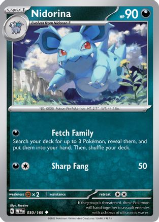 Image of Nidorina 030/165  - Reverse Holofoil SV Scarlet & Violet 151 - Uncommon