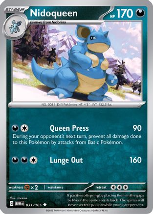 Image of Nidoqueen 031/165  - Reverse Holofoil SV Scarlet & Violet 151 - Uncommon