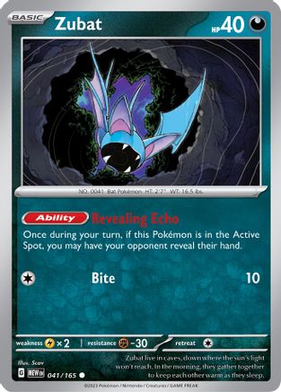 Image of Zubat 041/165  - Reverse Holofoil SV Scarlet & Violet 151 - Common