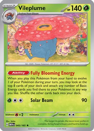 Image of Vileplume 045/165  - Holofoil SV Scarlet & Violet 151 - Rare