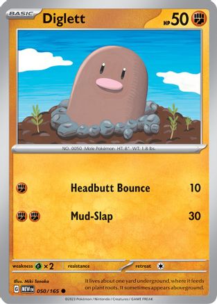 Image of Diglett 050/165  - Reverse Holofoil SV Scarlet & Violet 151 - Common