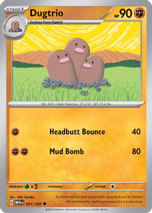 Image of Dugtrio 051/165  - Reverse Holofoil SV Scarlet & Violet 151 - Uncommon