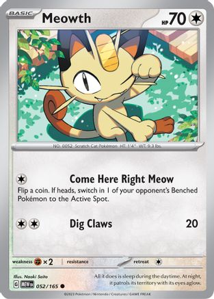 Image of Meowth 052/165  SV Scarlet & Violet 151 - Common