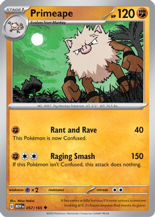 Image of Primeape 057/165  - Reverse Holofoil SV Scarlet & Violet 151 - Uncommon