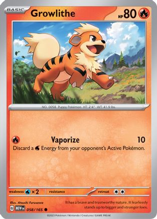 Image of Growlithe 058/165  SV Scarlet & Violet 151 - Common