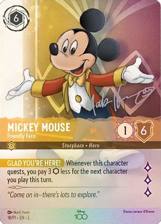 Image of Mickey Mouse - Friendly Face (Alternate Art) (18) - Disney100 Promos Holofoil