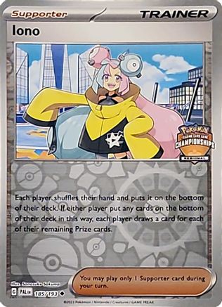 Image of Iono 185/193  - Reverse Holofoil League & Championship Cards - Uncommon