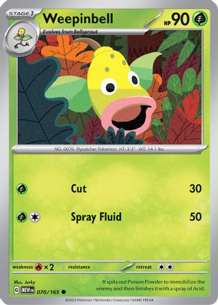 Image of Weepinbell 070/165  - Reverse Holofoil SV Scarlet & Violet 151 - Common
