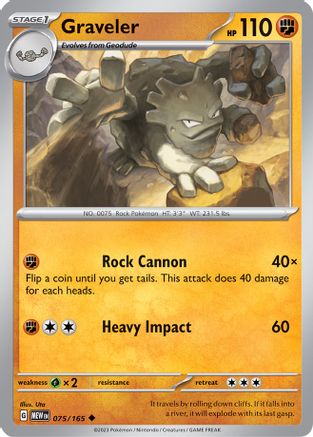 Image of Graveler 075/165  - Reverse Holofoil SV Scarlet & Violet 151 - Uncommon