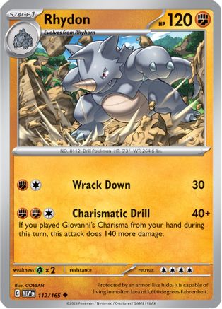 Image of Rhydon 112/165  SV Scarlet & Violet 151 - Uncommon