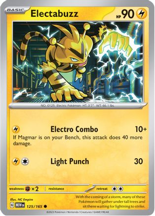Image of Electabuzz 125/165  - Reverse Holofoil SV Scarlet & Violet 151 - Common