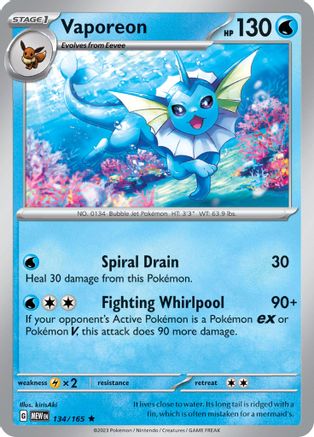 Image of Vaporeon 134/165  - Holofoil SV Scarlet & Violet 151 - Rare