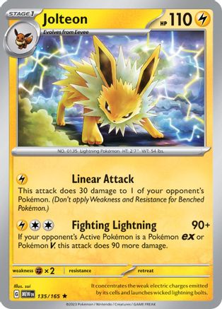 Image of Jolteon 135/165  - Reverse Holofoil SV Scarlet & Violet 151 - Rare