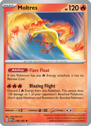 Image of Moltres 146/165  - Reverse Holofoil SV Scarlet & Violet 151 - Rare