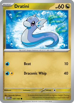 Image of Dratini 147/165  - Reverse Holofoil SV Scarlet & Violet 151 - Common