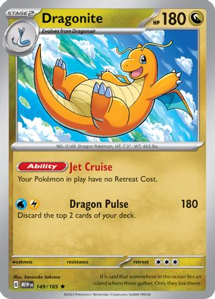 Image of Dragonite 149/165  - Reverse Holofoil SV Scarlet & Violet 151 - Rare