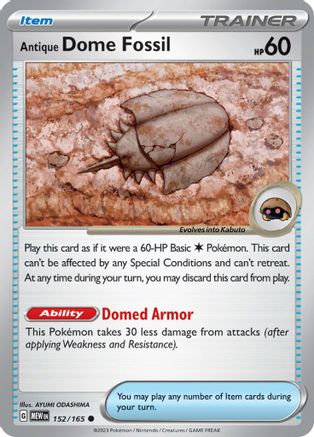 Image of Antique Dome Fossil 152/165  - Reverse Holofoil SV Scarlet & Violet 151 - Common