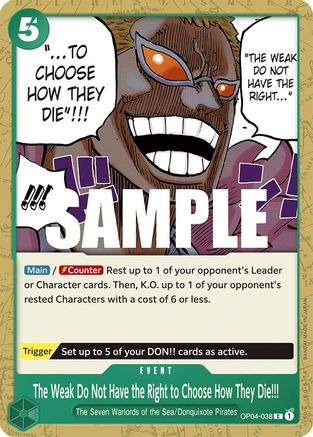 Image of The Weak Do Not Have the Right to Choose How They Die!!! (OP04-038) - Kingdoms of Intrigue