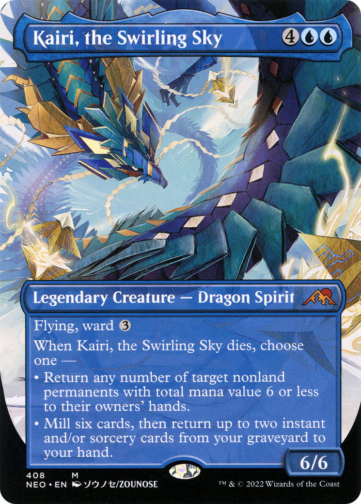 Image of Kairi, the Swirling Sky (Borderless) (NEO-408) - Kamigawa: Neon Dynasty (Borderless) Foil