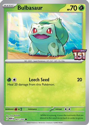 Image of Bulbasaur 001/165  - Reverse Holofoil Miscellaneous Cards & Products - Promo