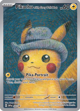 Image of Pikachu with Grey Felt Hat 085  SV Scarlet & Violet Promo Cards - Promo