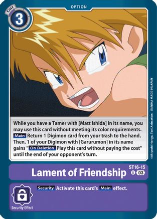 Image of Lament of Friendship (ST16-15) - Starter Deck 16: Wolf of Friendship