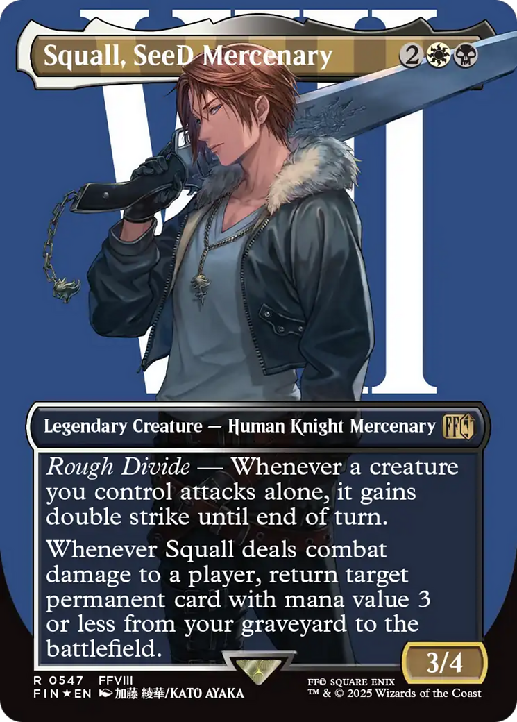 Image of Squall, SeeD Mercenary (Borderless) (Surge Foil) (FIN-547) - FINAL FANTASY (Borderless) Foil