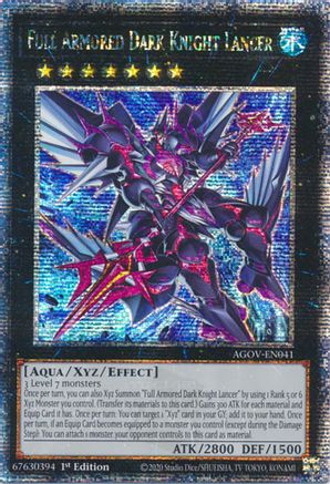 Image of Full Armored Dark Knight Lancer (Quarter Century Secret Rare) (AGOV-EN041) - Age of Overlord 1st Edition
