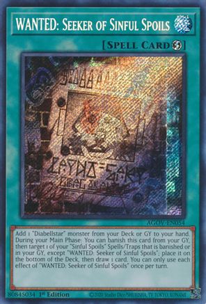 Image of WANTED: Seeker of Sinful Spoils (AGOV-EN054) - Age of Overlord 1st Edition