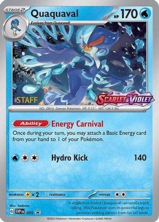 Image of Quaquaval (Prerelease) [Staff] 005  - Holofoil SV Scarlet & Violet Promo Cards - Promo