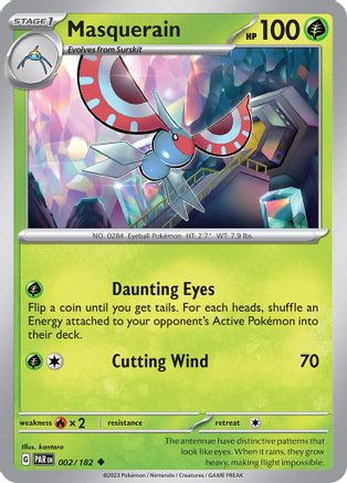 Image of Masquerain 002/182  - Reverse Holofoil SV04 Paradox Rift - Uncommon
