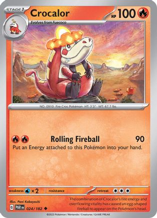 Image of Crocalor 024/182  - Reverse Holofoil SV04 Paradox Rift - Uncommon