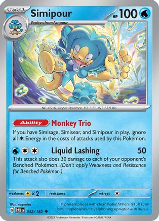 Image of Simipour 042/182  - Reverse Holofoil SV04 Paradox Rift - Uncommon