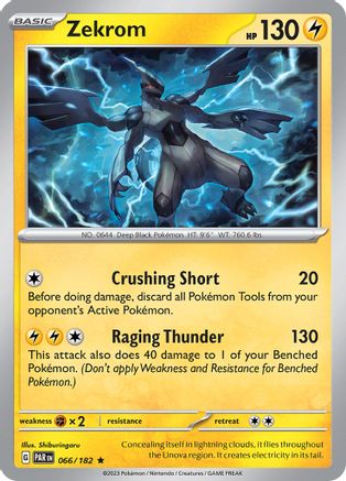 Image of Zekrom 066/182  - Reverse Holofoil SV04 Paradox Rift - Rare