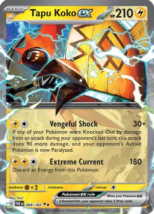 Image of Tapu Koko ex 068/182  - Holofoil SV04 Paradox Rift - Double Rare
