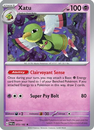 Image of Xatu 072/182  - Holofoil SV04 Paradox Rift - Rare