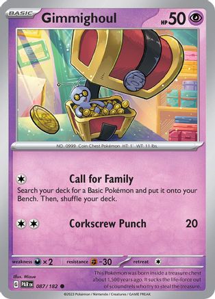 Image of Gimmighoul 087/182  - Reverse Holofoil SV04 Paradox Rift - Common