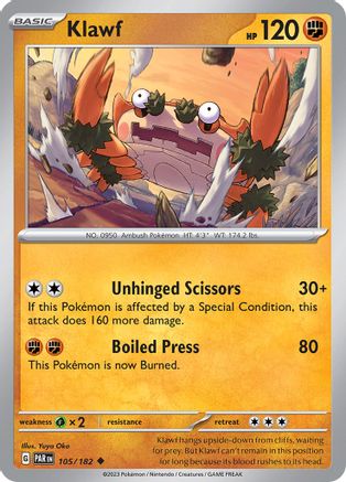 Image of Klawf 105/182  - Reverse Holofoil SV04 Paradox Rift - Uncommon