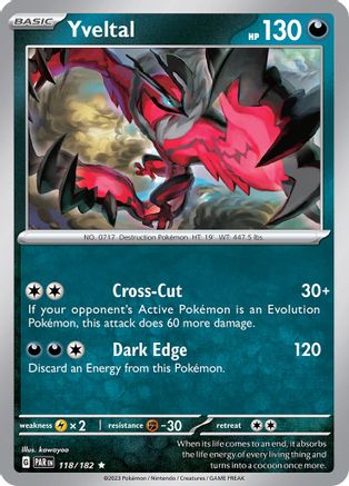 Image of Yveltal 118/182  - Holofoil SV04 Paradox Rift - Rare