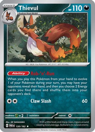 Image of Thievul 120/182  - Holofoil SV04 Paradox Rift - Rare