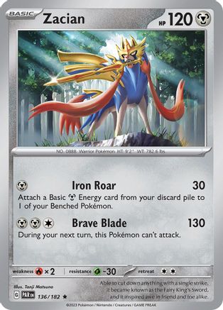 Image of Zacian 136/182  - Reverse Holofoil SV04 Paradox Rift - Rare